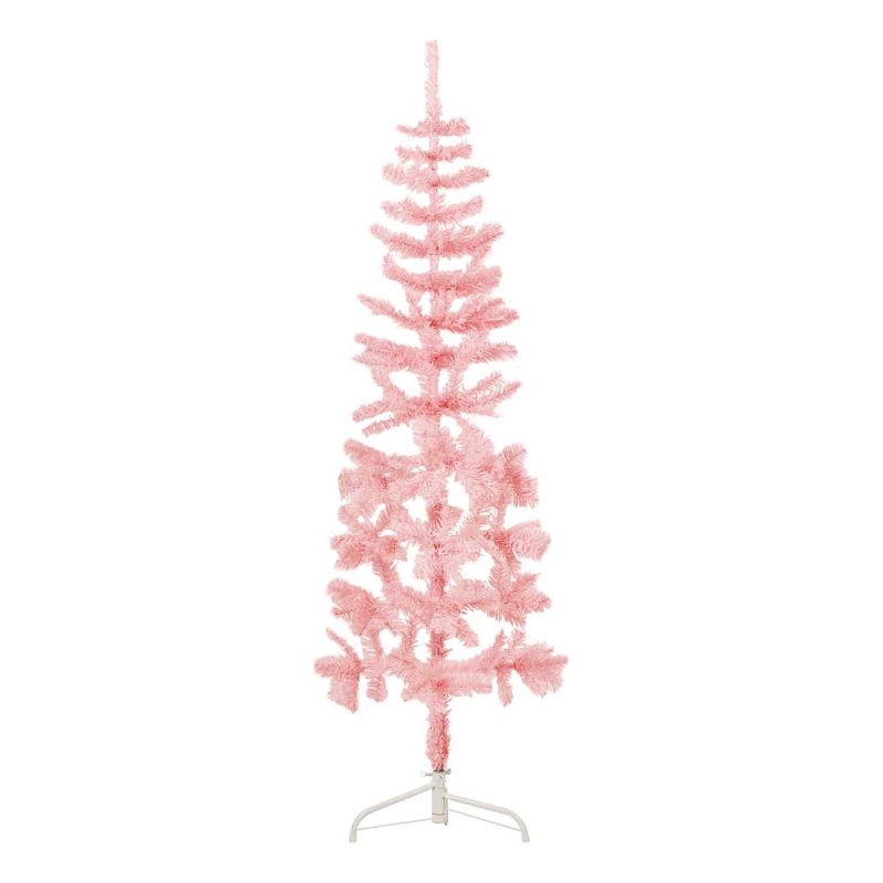 Bowery Hill Slim Fake Half Christmas Tree Pink PVC Slim Decorative Inlays