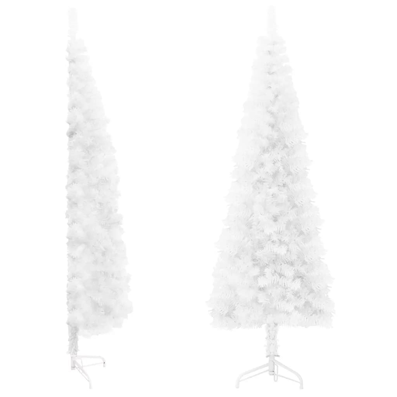 Bowery Hill Artificial Half Christmas Tree White PVC Slim Decorative Inlays