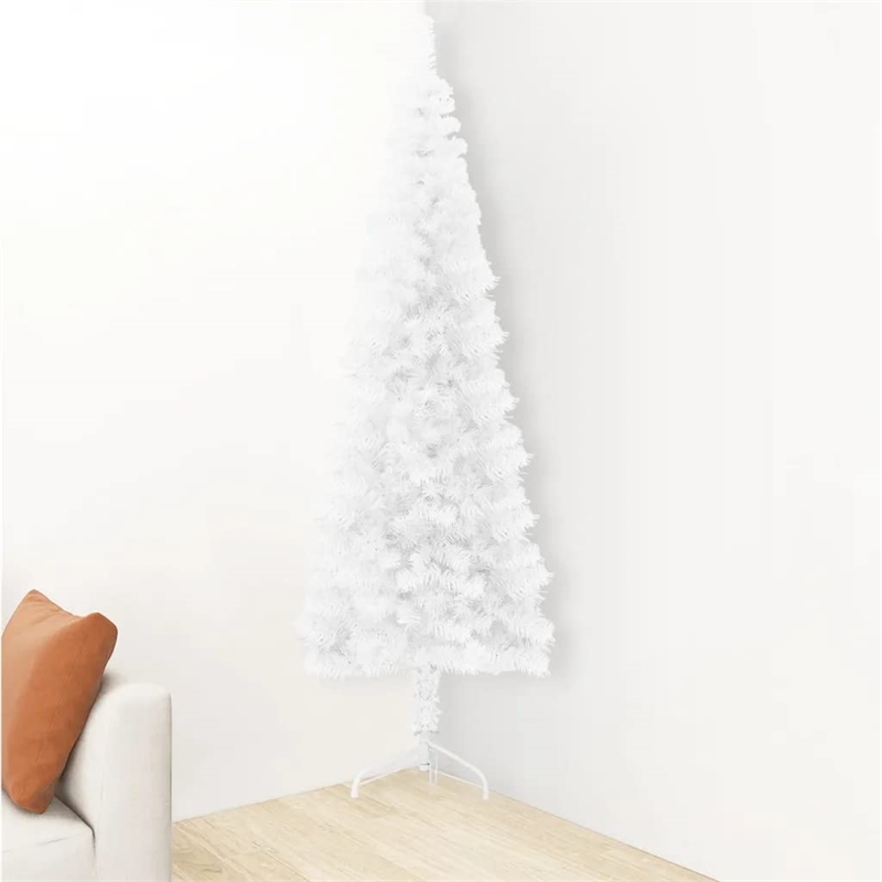 Bowery Hill Artificial Half Christmas Tree White PVC Slim Decorative Inlays