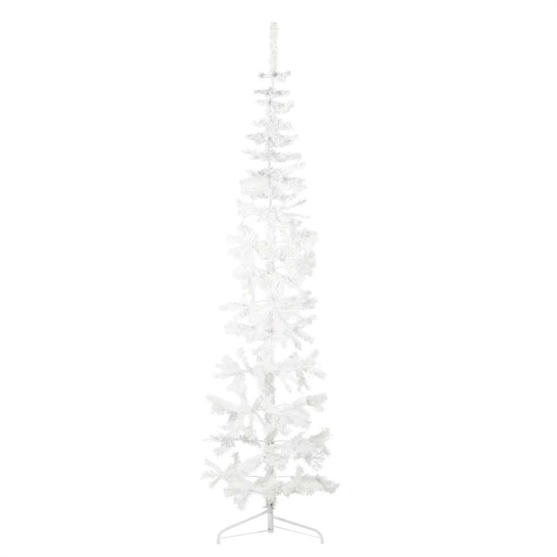 Bowery Hill Artificial Half Christmas Tree White PVC Slim Decorative Inlays