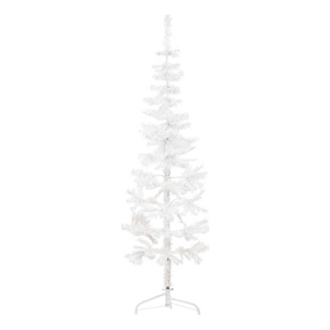 Bowery Hill Artificial Half Christmas Tree White PVC Steel Slim