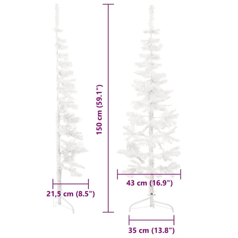 Bowery Hill Artificial Half Christmas Tree White PVC Steel Slim