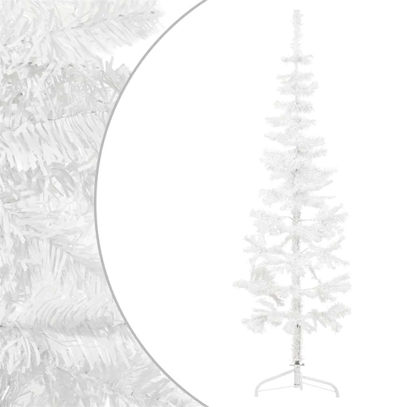 Bowery Hill Artificial Half Christmas Tree White PVC Steel Slim