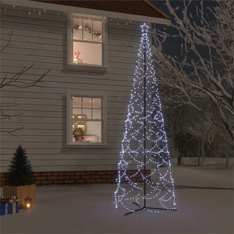 Bowery Hill Christmas Cone Tree Cool white Powder-coated Steel 16 ft