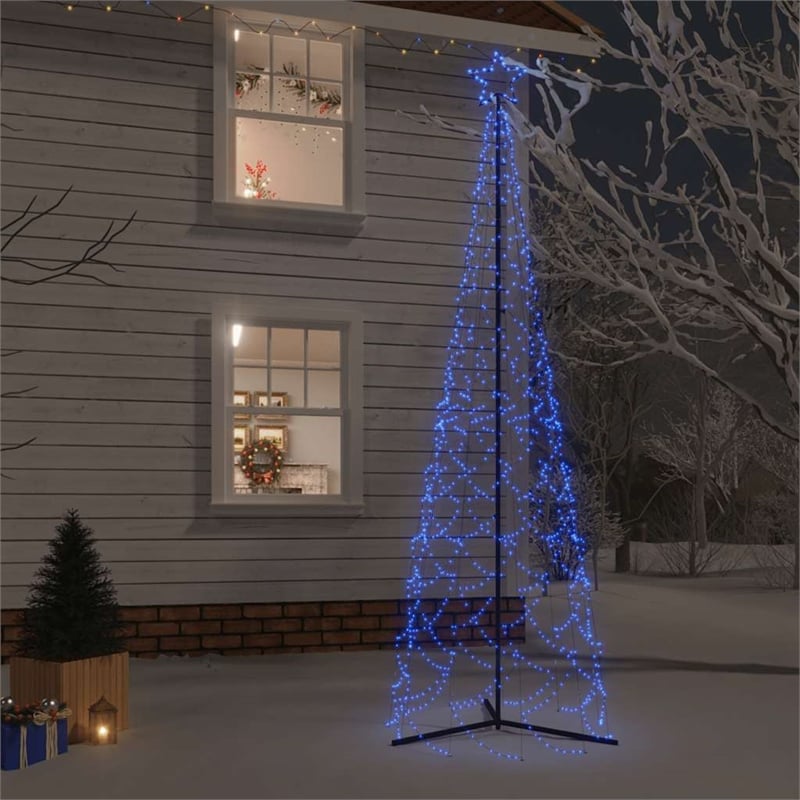 Bowery Hill Christmas Cone Tree Blue Powder-coated Steel copper PVC 3 x 10 ft