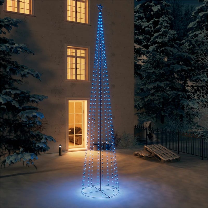 Bowery Hill Christmas Cone Tree Blue Powder-Coated Steel Copper PVC 16 ft