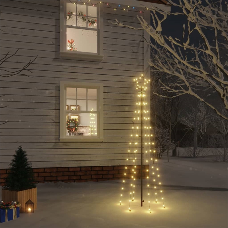 Bowery Hill Christmas Tree With Spike Warm White Powder-coated Steel copper PVC