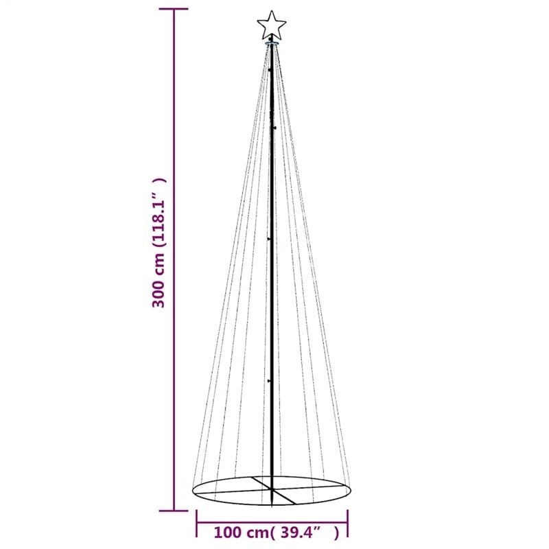 Bowery Hill Christmas Cone Tree Cool White Powder-coated Steel 9.8 Feet