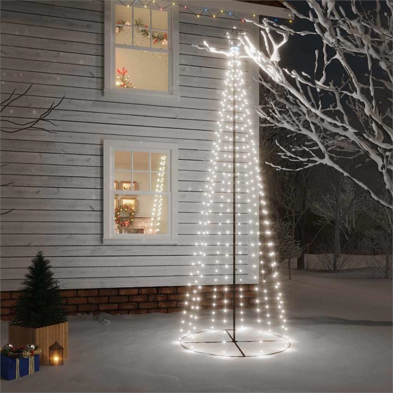 Bowery Hill Christmas Cone Tree Cool White Powder-coated Steel 9.8 Feet