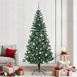 Bowery Hill Artificial Pre-lit Christmas Tree Green 94.5&quot PVC and Metal
