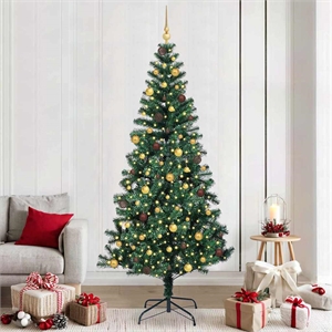 Bowery Hill Artificial Pre-lit Christmas Tree Green 94.5&quot PVC and Metal