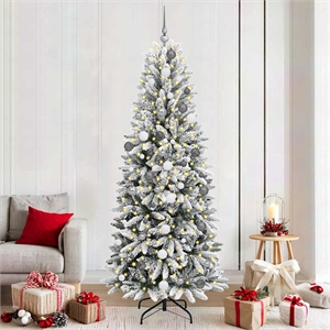 Bowery Hill Artificial Christmas Tree with 300 LEDs White 78 x 78 x 210 cm