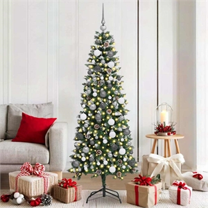 Bowery Hill Artificial Christmas Tree with 300 LEDs Green 76 x 76 x 180 cm