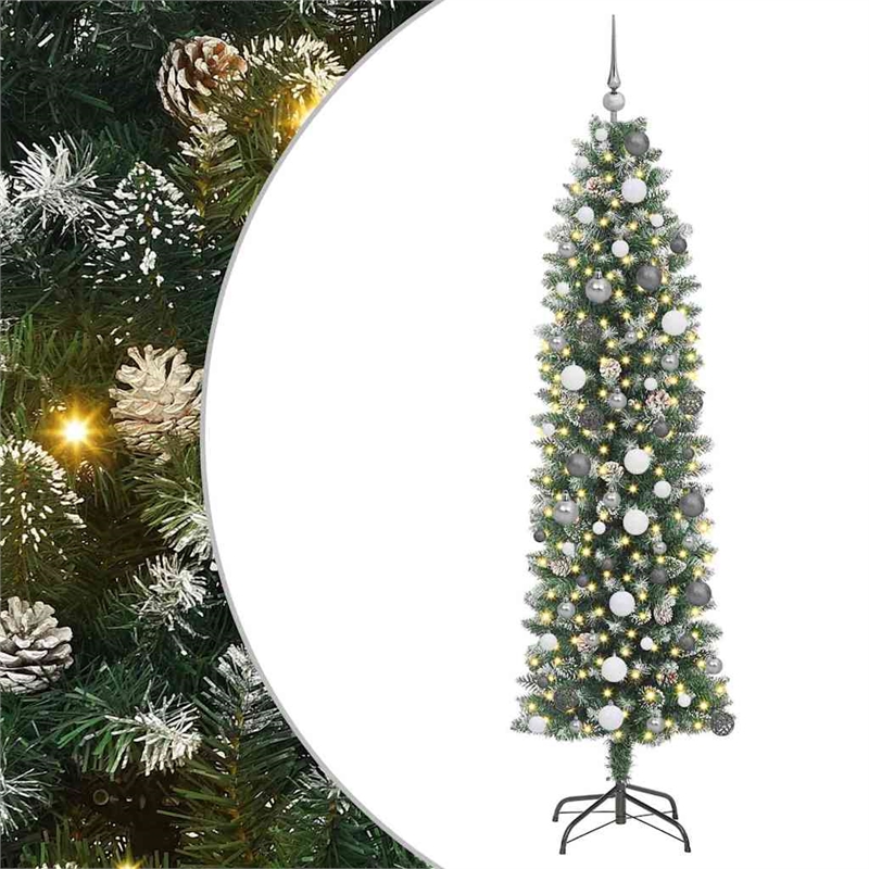 Bowery Hill Artificial Slim Christmas Tree with 300 LEDs Green 82.68