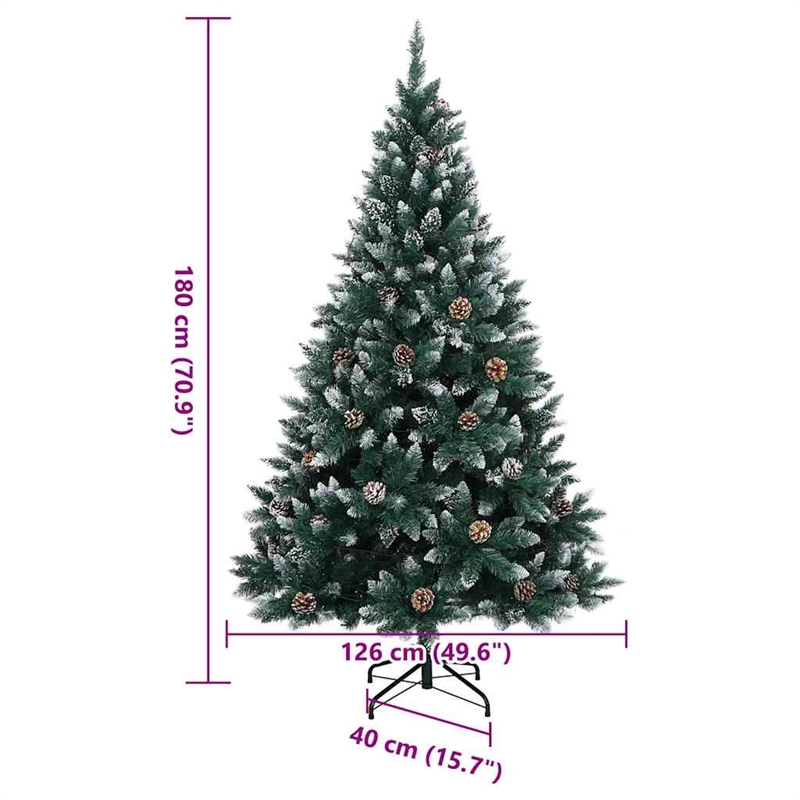 Bowery Hill Artificial Christmas Tree Green and White PVC Steel 71