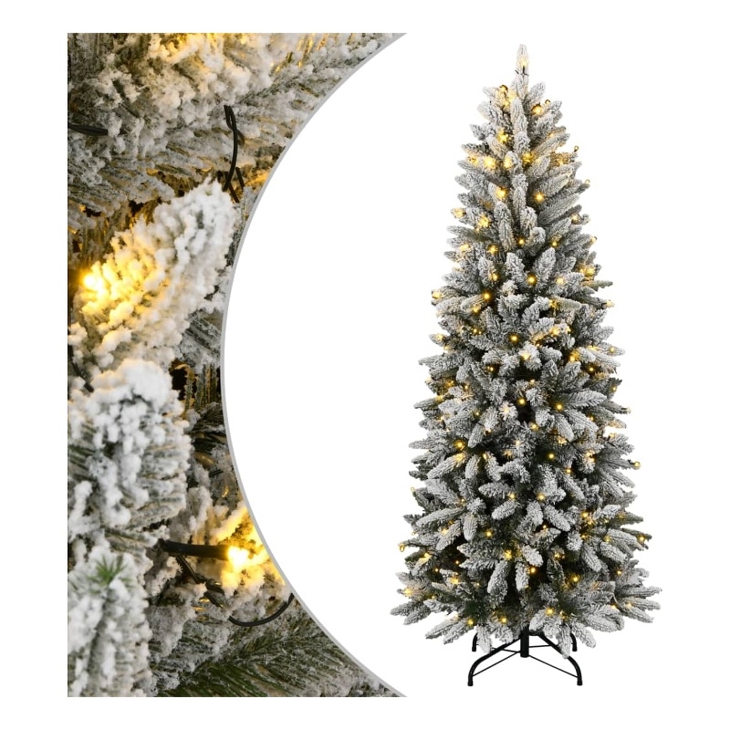 Bowery Hill Artificial Christmas Tree Green and White PVC PE Steel Large