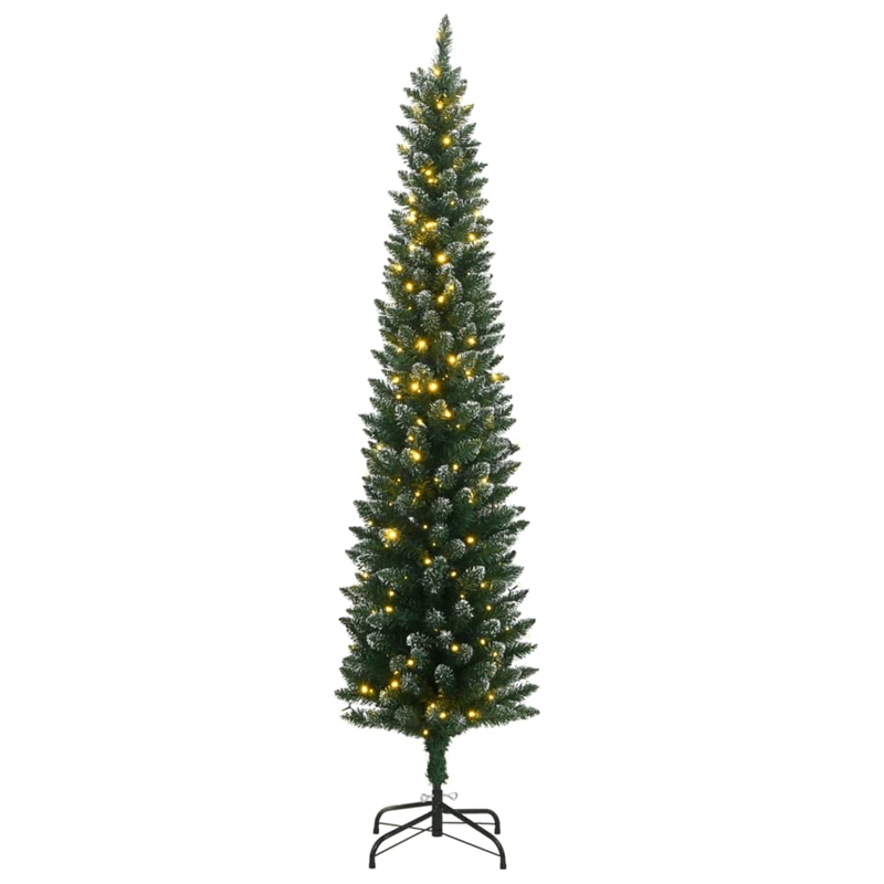 Bowery Hill Artificial Slim Christmas Tree Green and white PVC Steel Slim