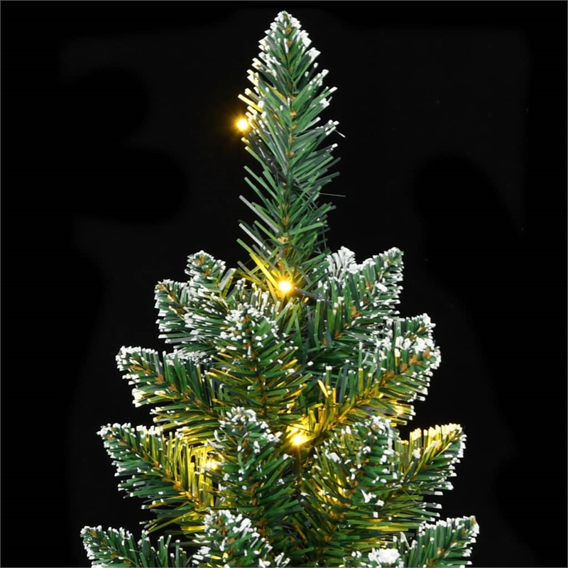 Bowery Hill Artificial Slim Christmas Tree Green and white PVC Steel Slim