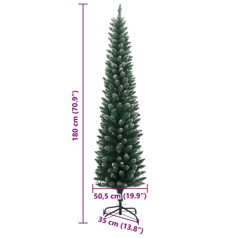 Bowery Hill Artificial Slim Christmas Tree Green and white PVC Steel Slim