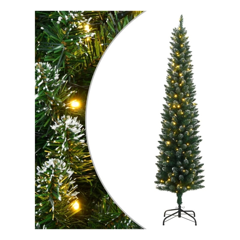 Bowery Hill Artificial Slim Christmas Tree Green and white PVC Steel Slim