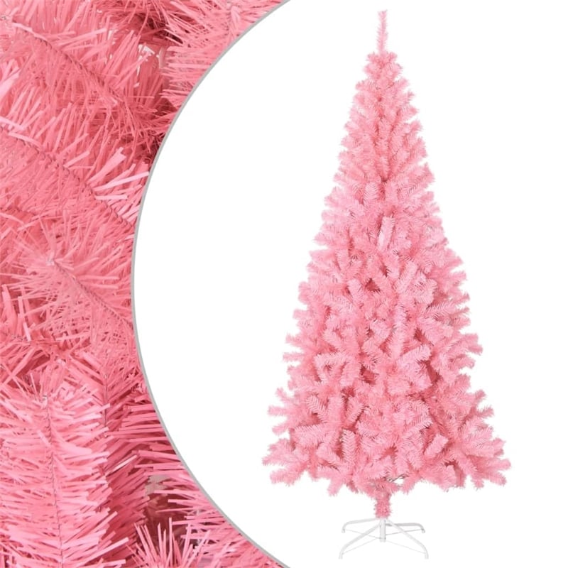 Bowery Hill Contemporary Artificial Christmas Tree Pink PVC Steel Tall