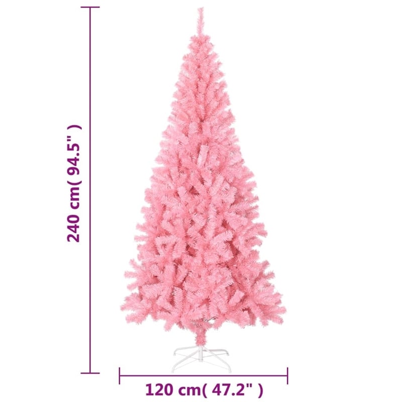 Bowery Hill Contemporary Artificial Christmas Tree Pink PVC Steel Tall