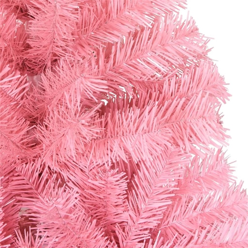 Bowery Hill Contemporary Artificial Christmas Tree Pink PVC Steel Tall