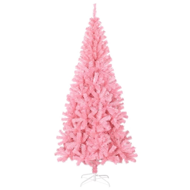 Bowery Hill Contemporary Artificial Christmas Tree Pink PVC Steel Tall