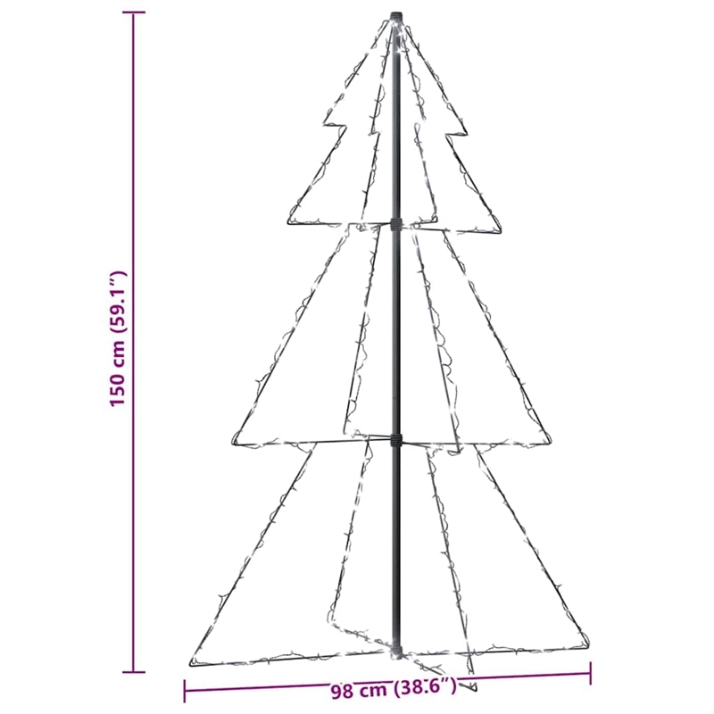 Bowery Hill Christmas Cone Tree Cold white Metal 38.6 x 59.1