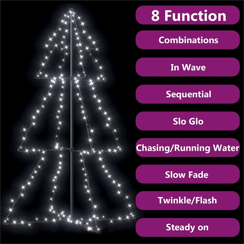 Bowery Hill Christmas Cone Tree Cold white Metal 38.6 x 59.1