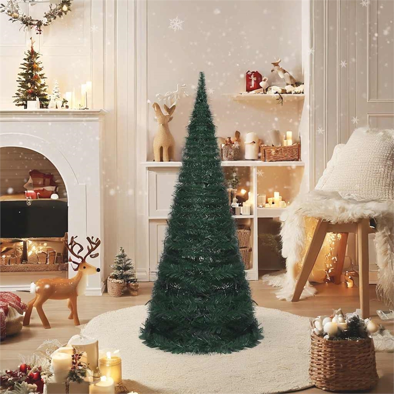 Bowery Hill Pop-up Christmas Tree Green PVC 7 ft Collapsible