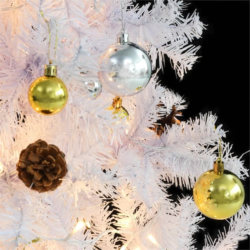 Bowery Hill Artificial Pre-lit Christmas Tree with Baubles White 5 ft