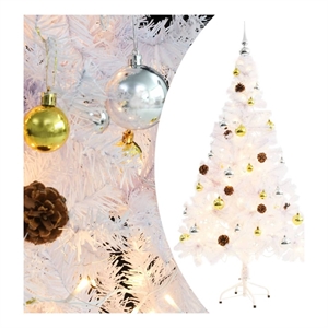 Bowery Hill Artificial Pre-lit Christmas Tree with Baubles White 5 ft