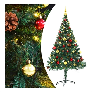 Bowery Hill Artificial Pre-lit Christmas Tree with Baubles Green 5 ft