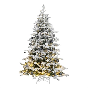 Bowery Hill Artificial Hinged Christmas Tree Green and white PVC PE Iron