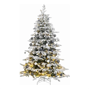 Bowery Hill Artificial Hinged Christmas Tree Green and white PVC PE Iron