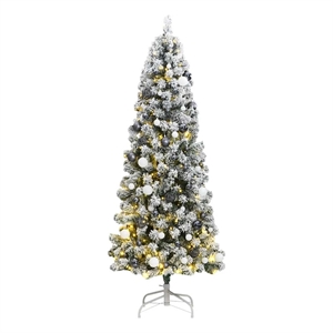 Bowery Hill Artificial Hinged Christmas Tree Green and white PVC Iron Plastic