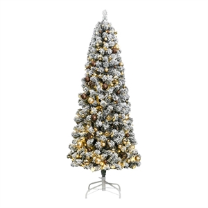 Bowery Hill Artificial Hinged Christmas Tree 300 LEDs and Ball Set 82.7&quot
