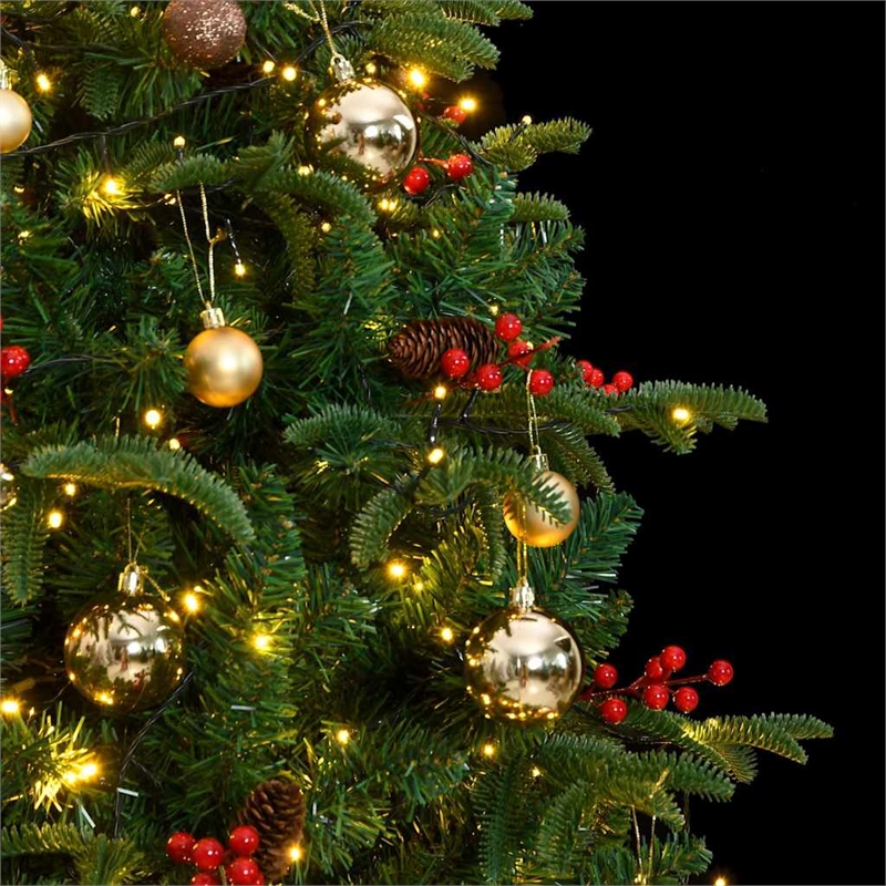 Bowery Hill Artificial Hinged Christmas Tree 300 LEDs and Ball Set 82.7
