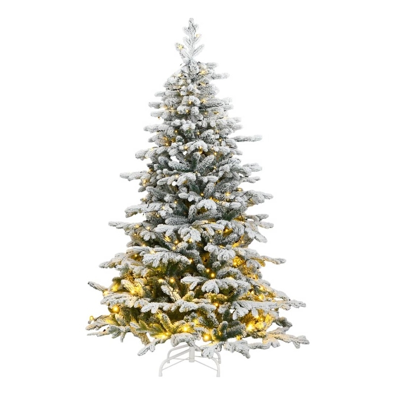 Bowery Hill Artificial Hinged Christmas Tree 300 LEDs and Flocked Snow 70.9