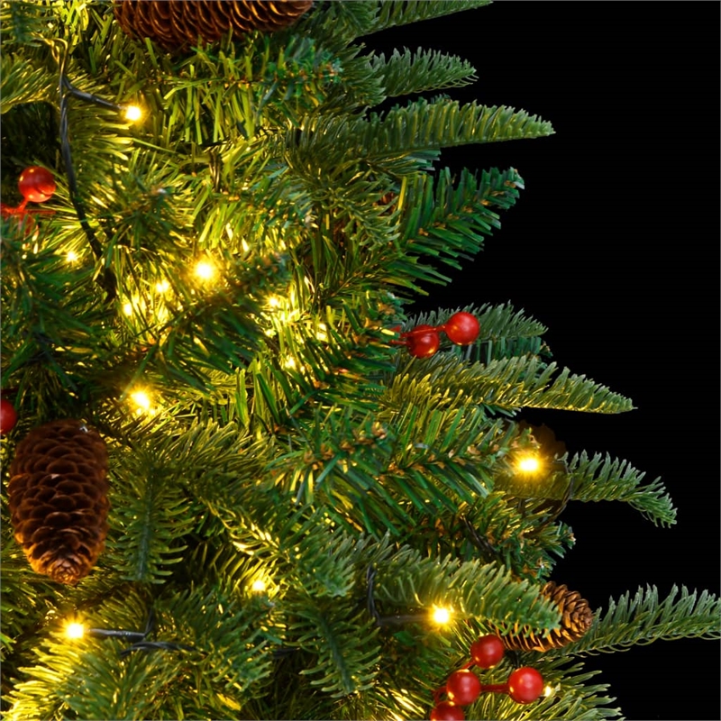 Bowery Hill Artificial Hinged Christmas Tree Green Warm White PVC PE Iron