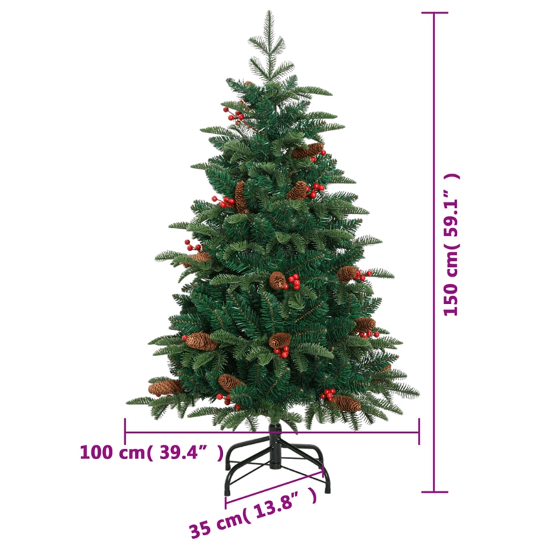 Bowery Hill Artificial Hinged Christmas Tree Green Warm White PVC PE Iron