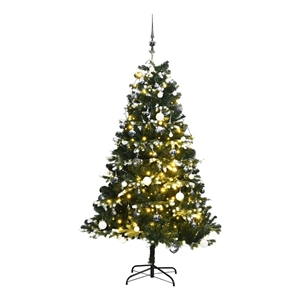 Bowery Hill Artificial Hinged Christmas Tree Green and white PVC PE Metal