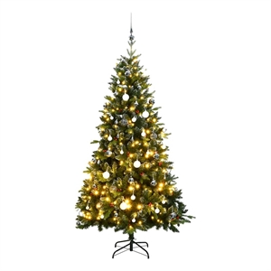 Bowery Hill Artificial Hinged Christmas Tree Green PVC PE Metal Medium