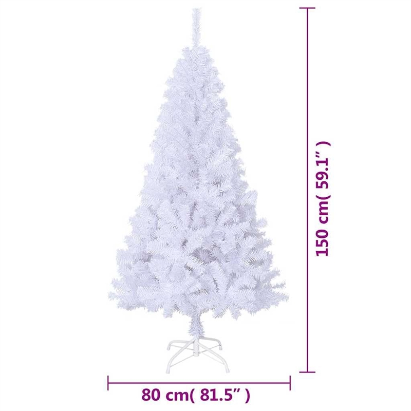 Bowery Hill Contemporary Artificial Christmas Tree White PVC Steel 59.1