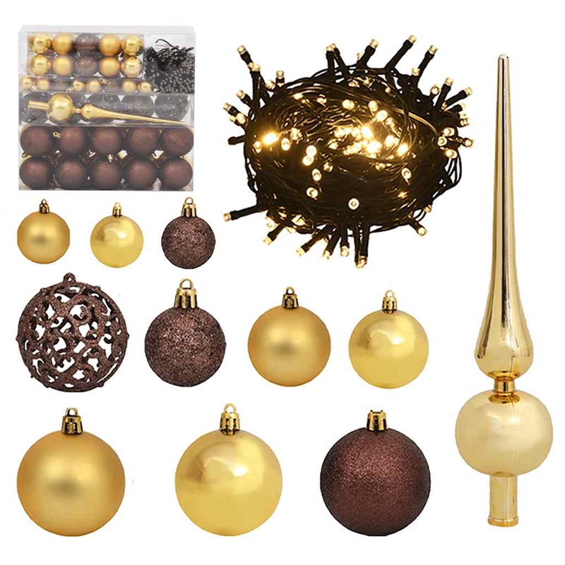 Bowery Hill Artificial Hinged Christmas Tree 300 LEDs and Ball Set 82.7