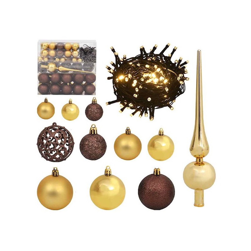 Bowery Hill Artificial Hinged Christmas Tree 300 LEDs and Ball Set 70.9