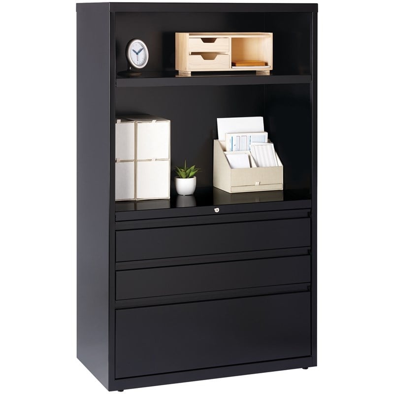 Bowery Hill 36-inch Wide Box/Box/File Lateral Combo File Cabinet Black
