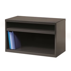 Bowery Hill 36-inch Wide Low Metal Credenza with Shelves Charcoal