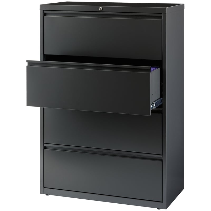Bowery Hill 36-inch Wide Metal 4 Drawer Lateral File Cabinet Charcoal